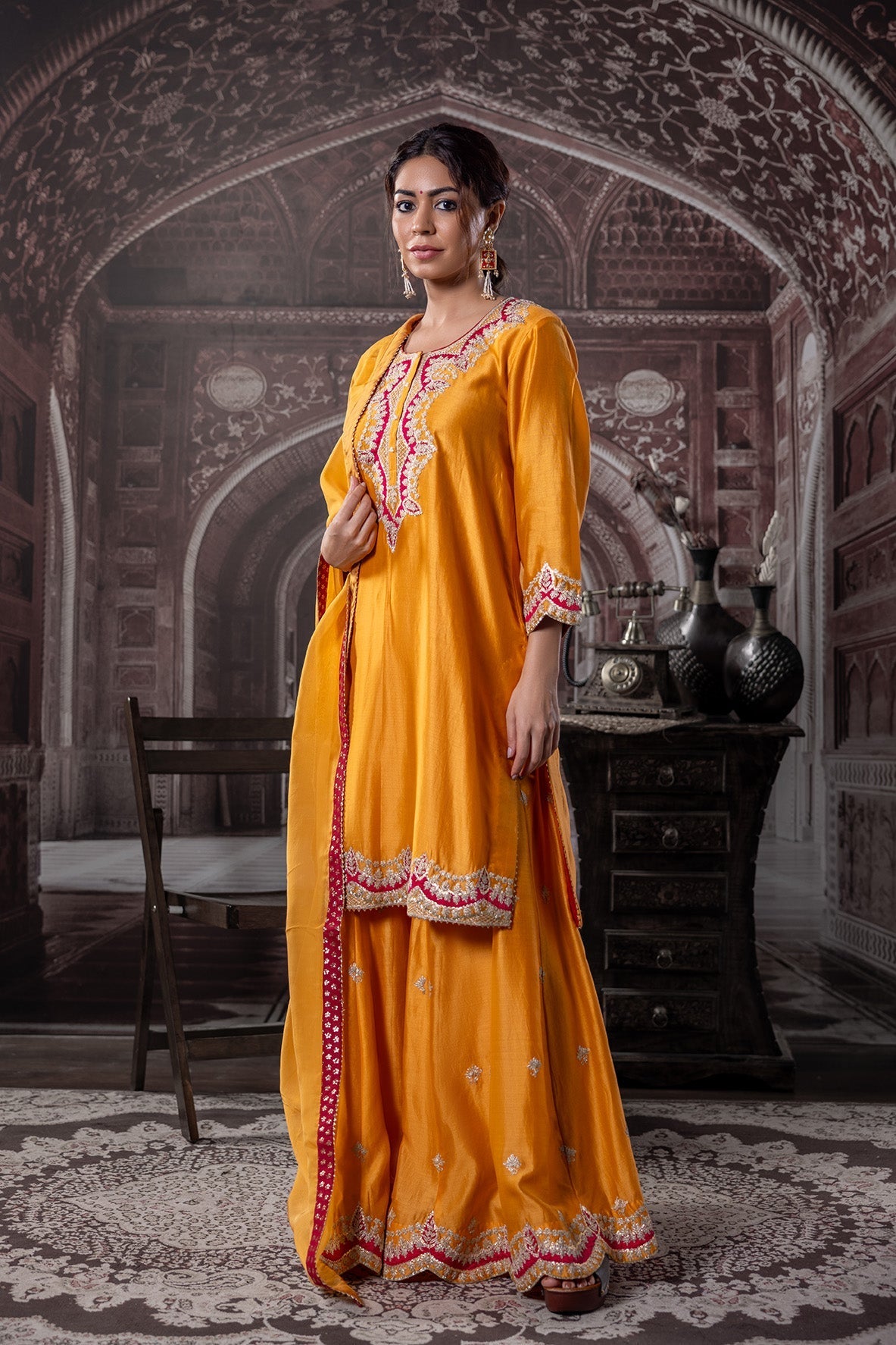 Zariyah Mustard Tila Work Set