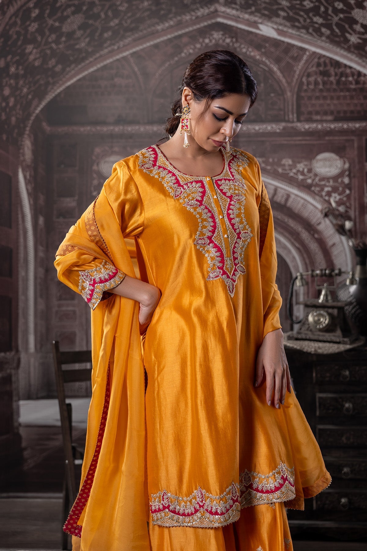 Zariyah Mustard Tila Work Set