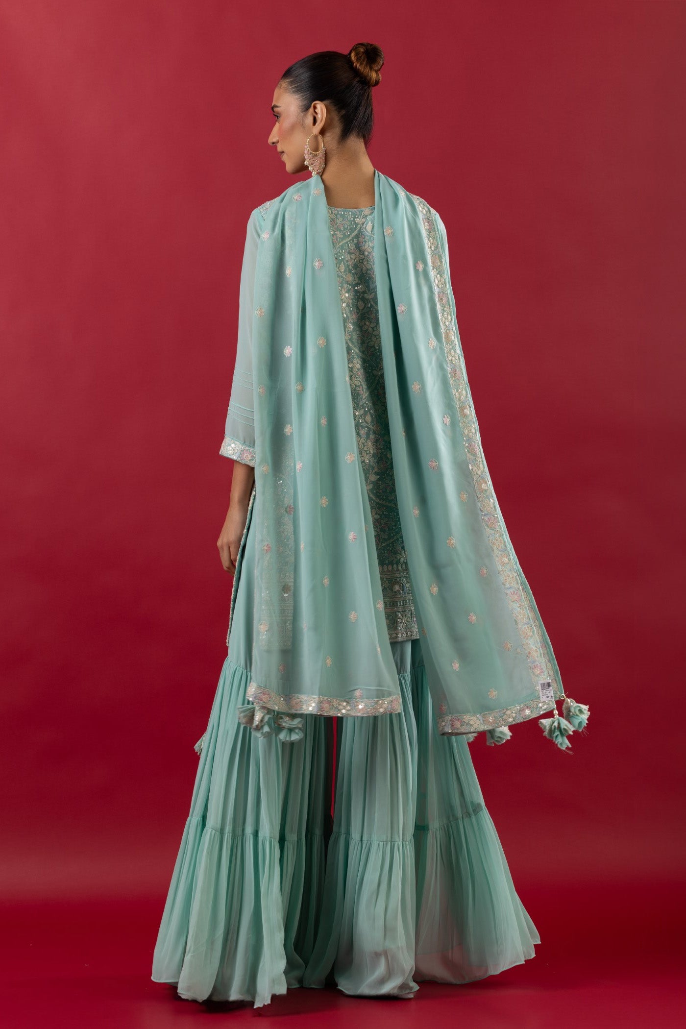 Mint Green Georgette gharara suit with dupatta