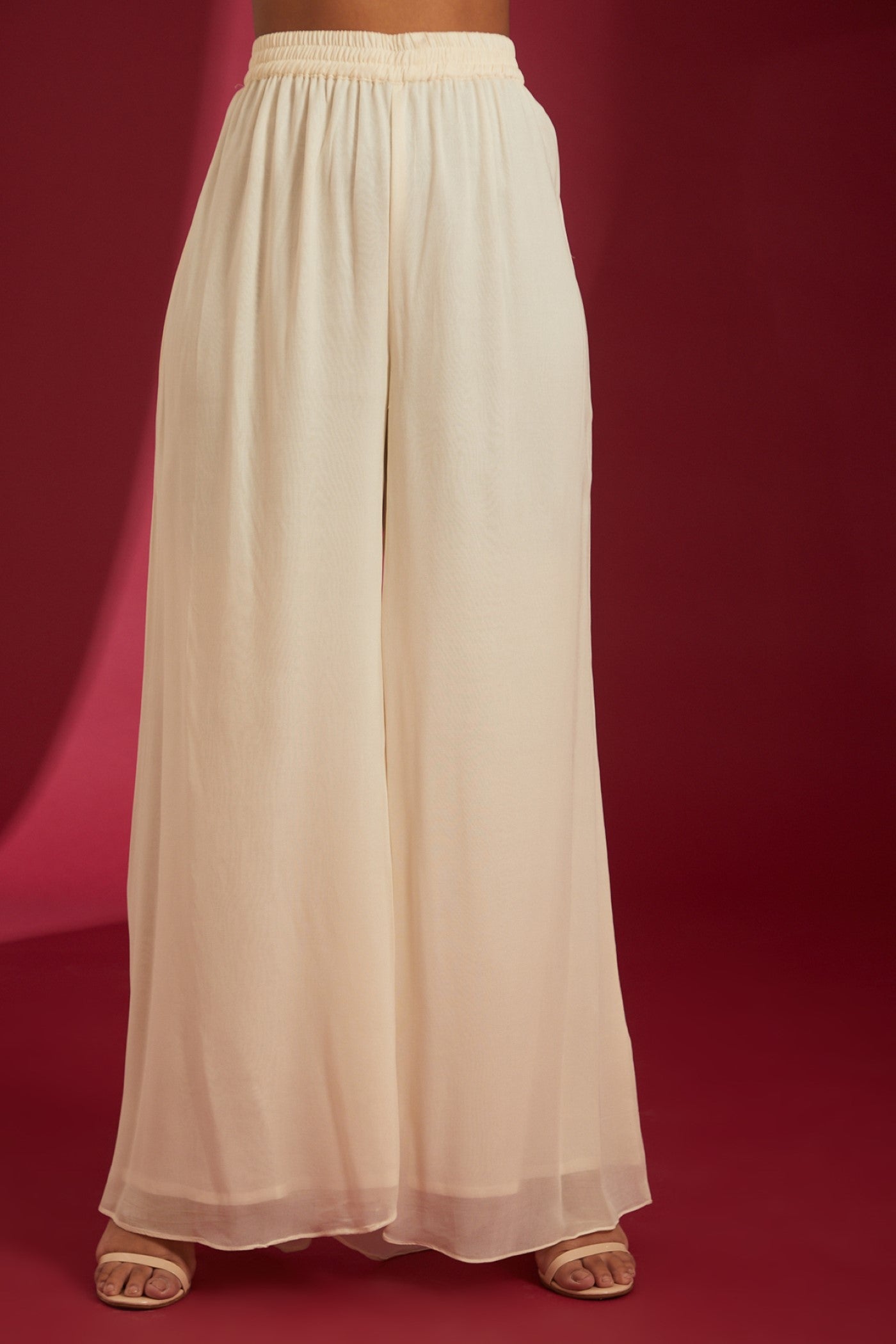 Ivory with Black Crystal Embroidered Georgette Co-Ord Set