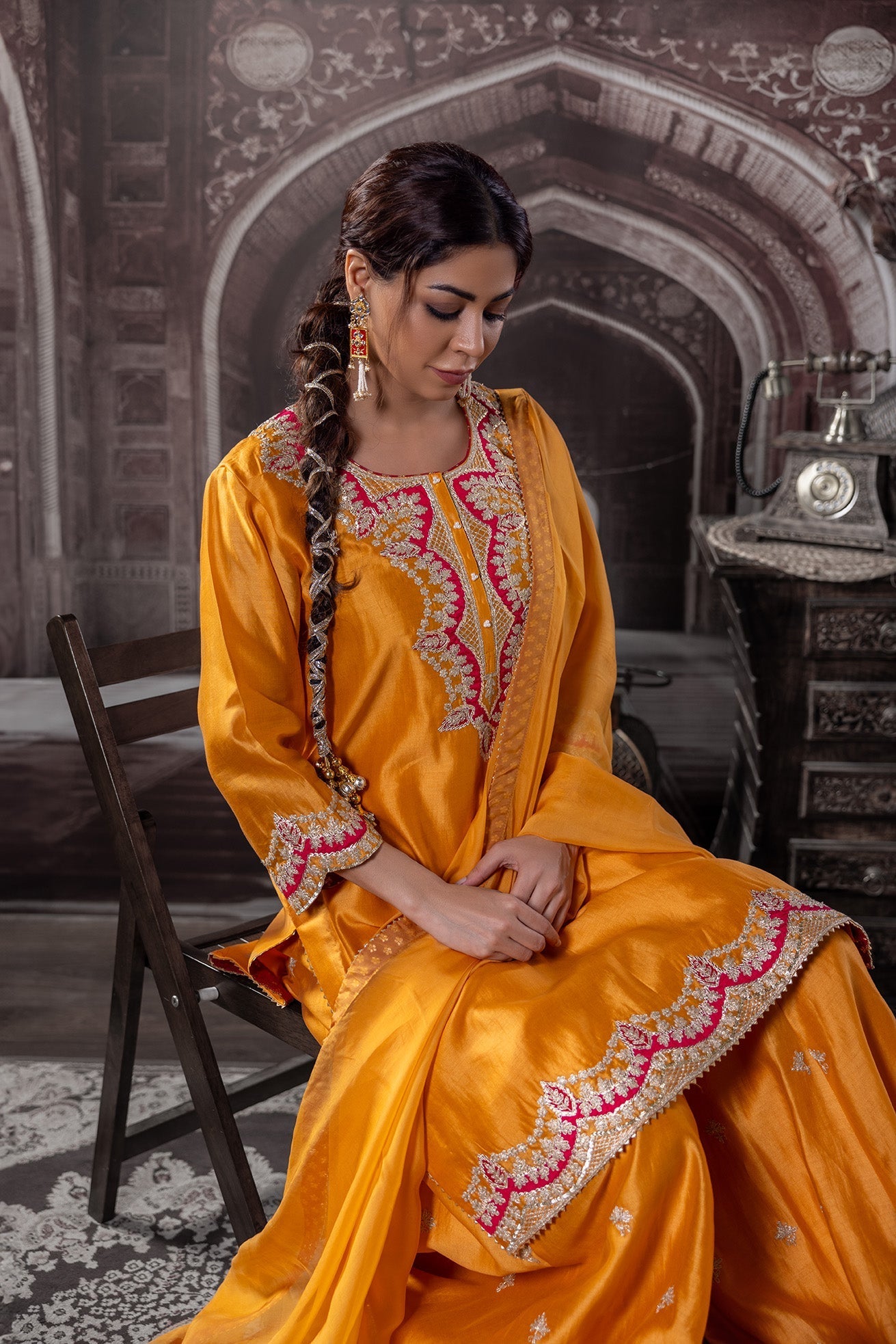 Zariyah Mustard Tila Work Set