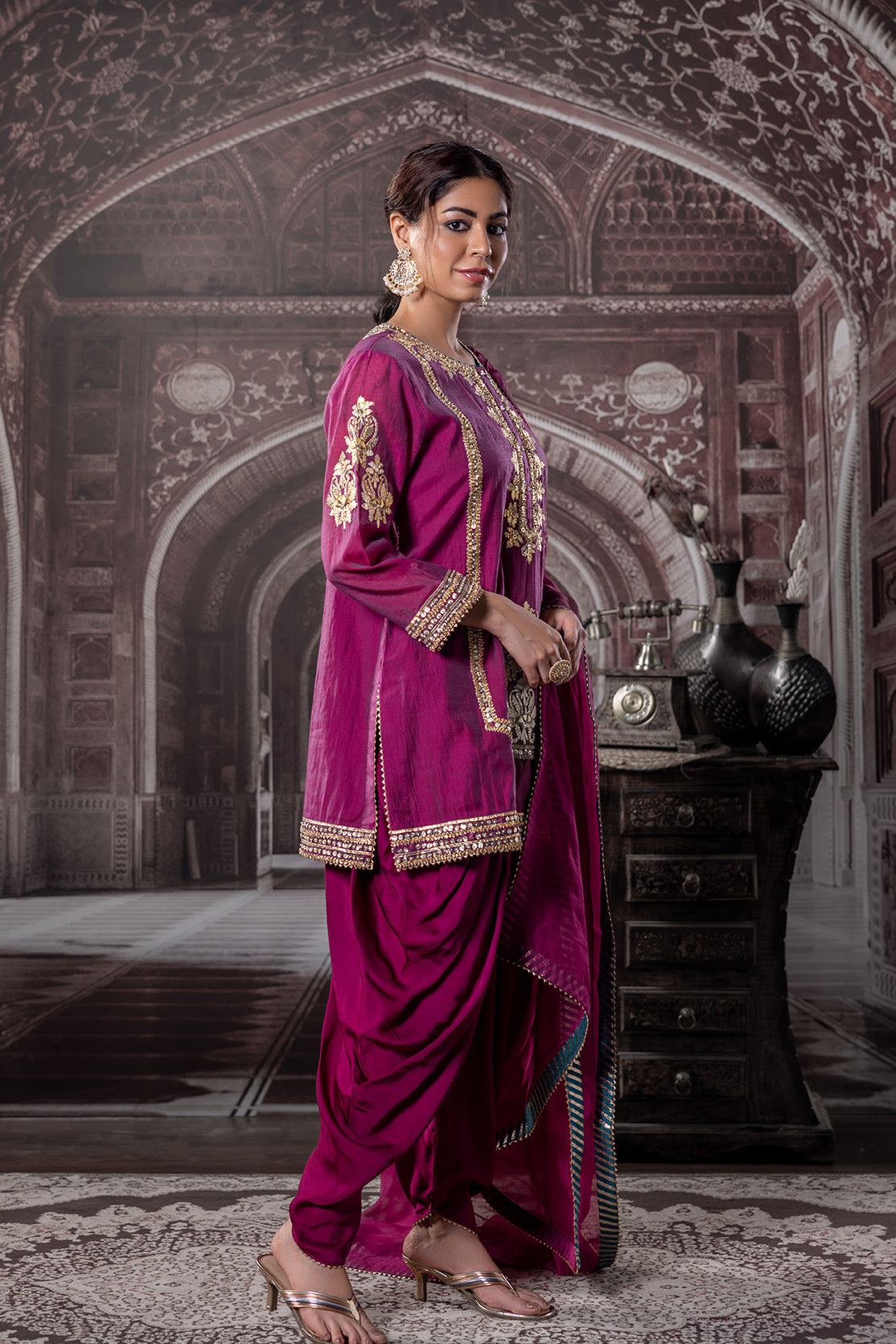 Meher Wine Gota Work Set