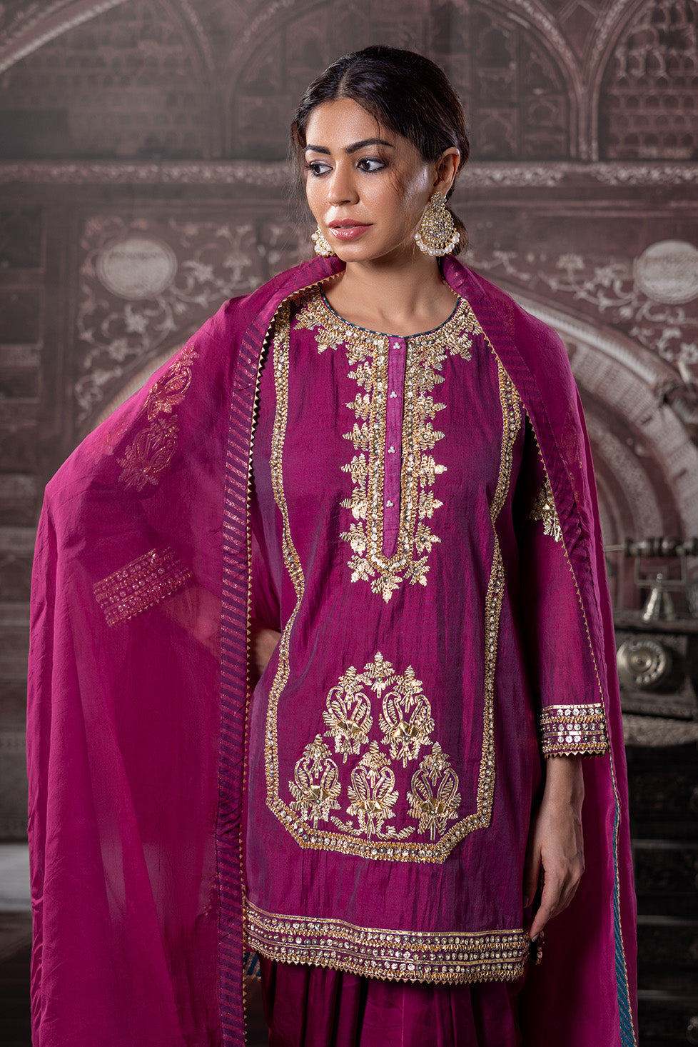 Meher Wine Gota Work Set