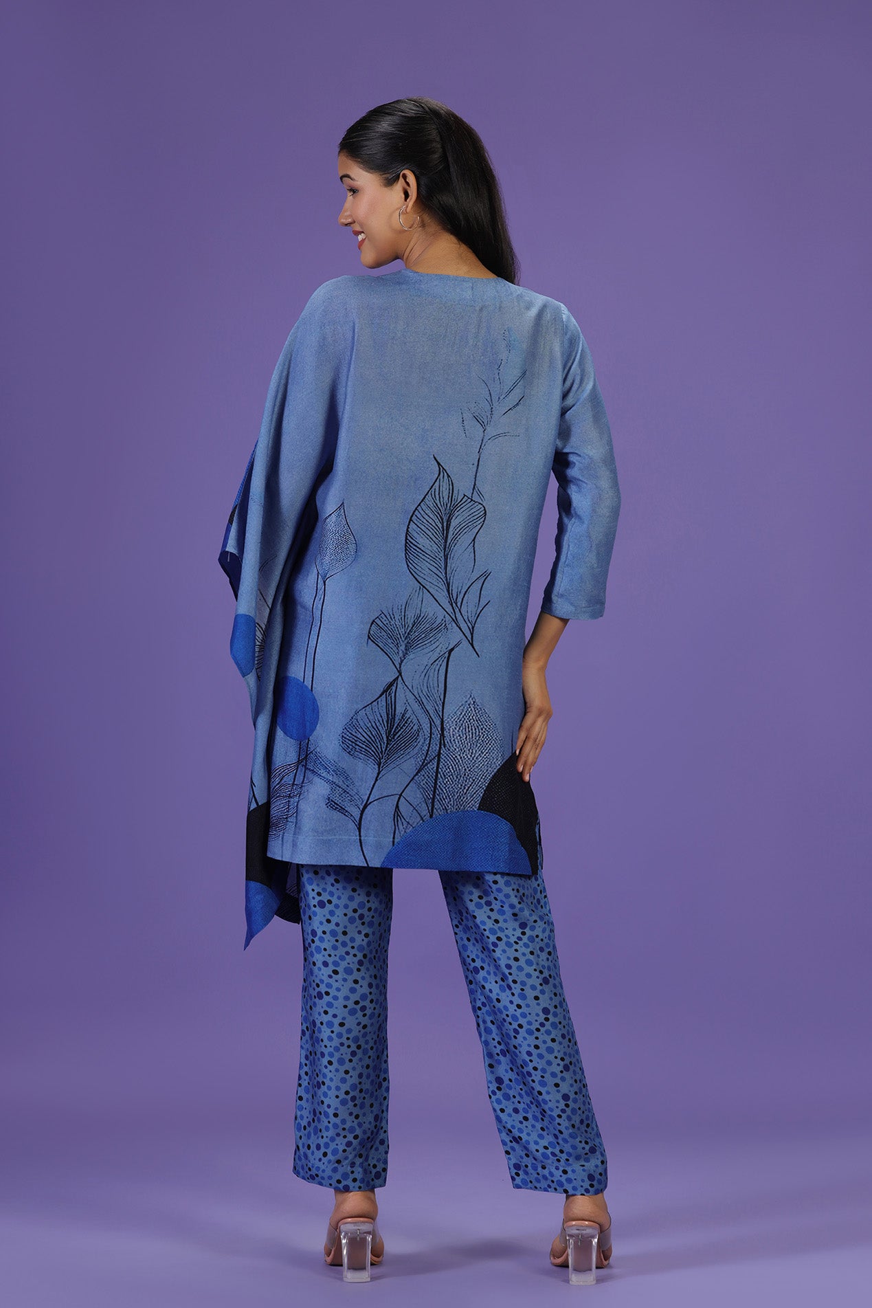Blue Eclipse Kurta style Kaftan Set