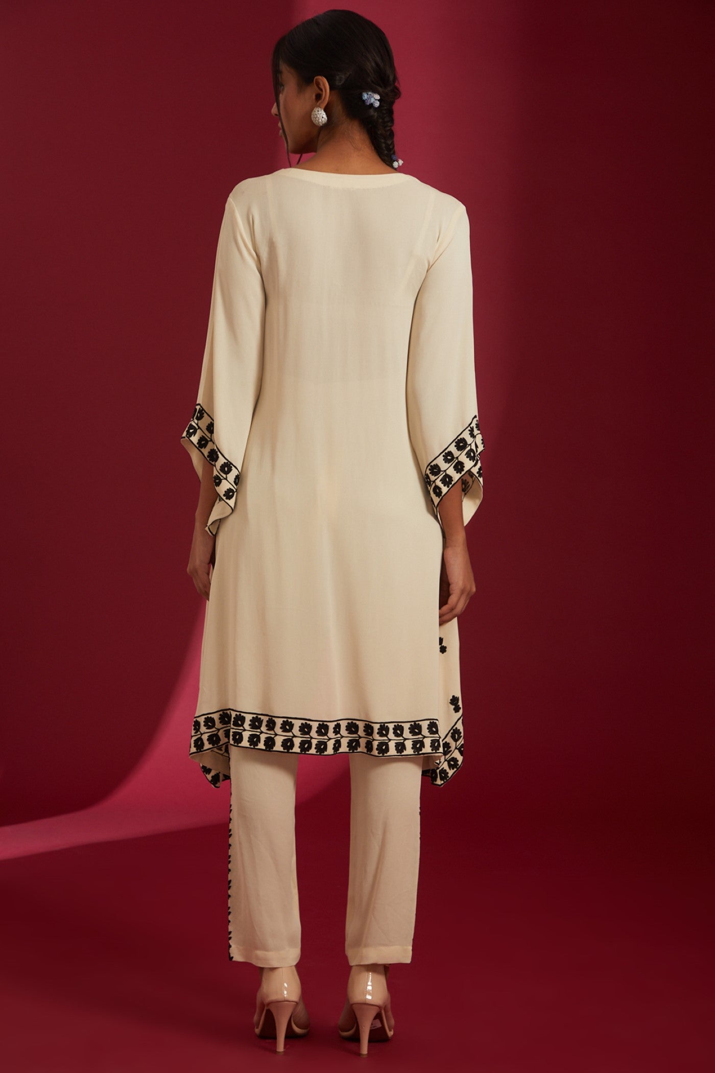 Ivory with Black Aari Embroidered Georgette Co-Ord Set